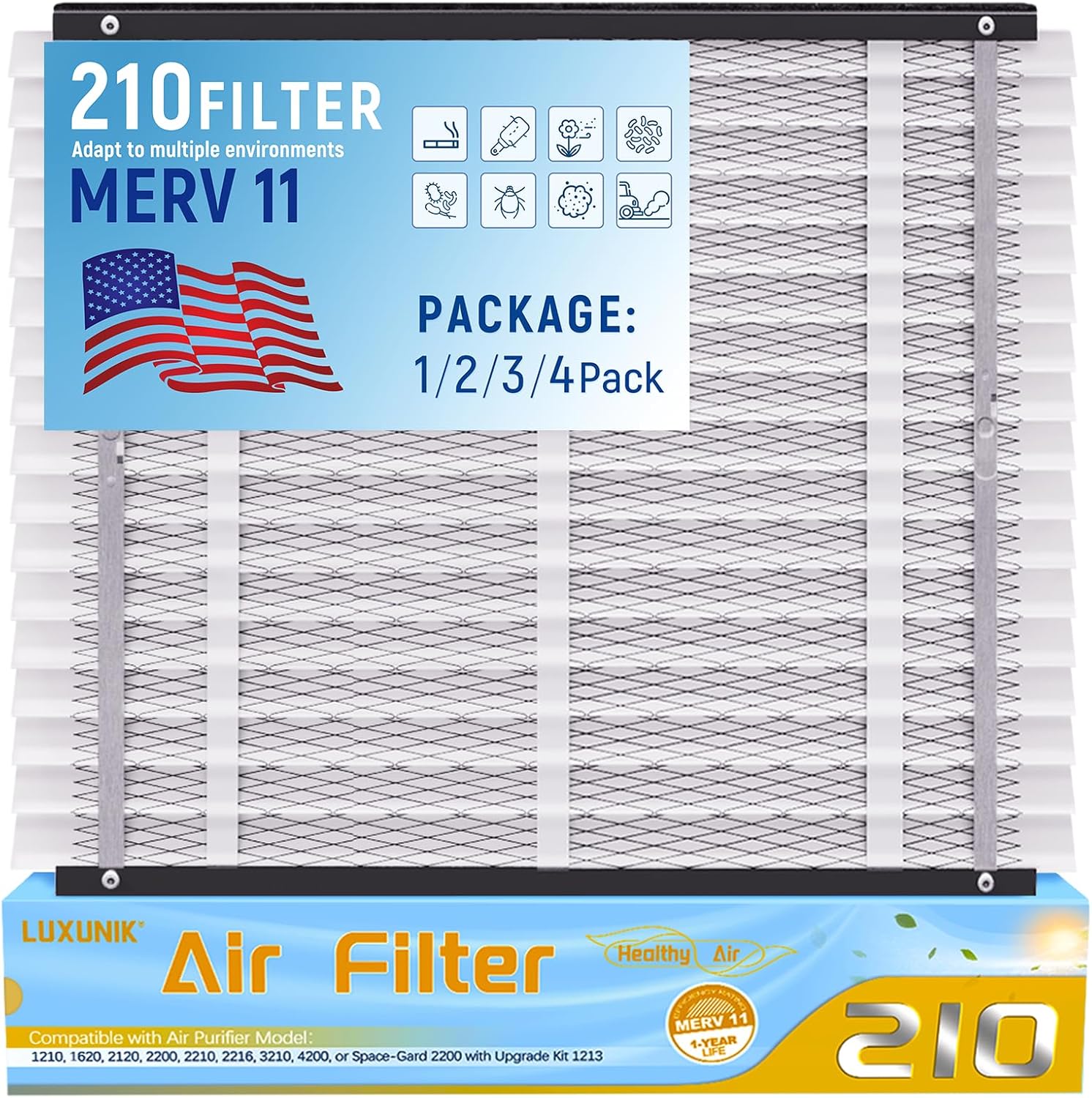 210 Replacement Air Filter MERV 11 Compatible with AprilAire Models 1210, 1620, 2210, 2216, 3210, 4200, fit for 20x25x4 Furnace 1 Pack