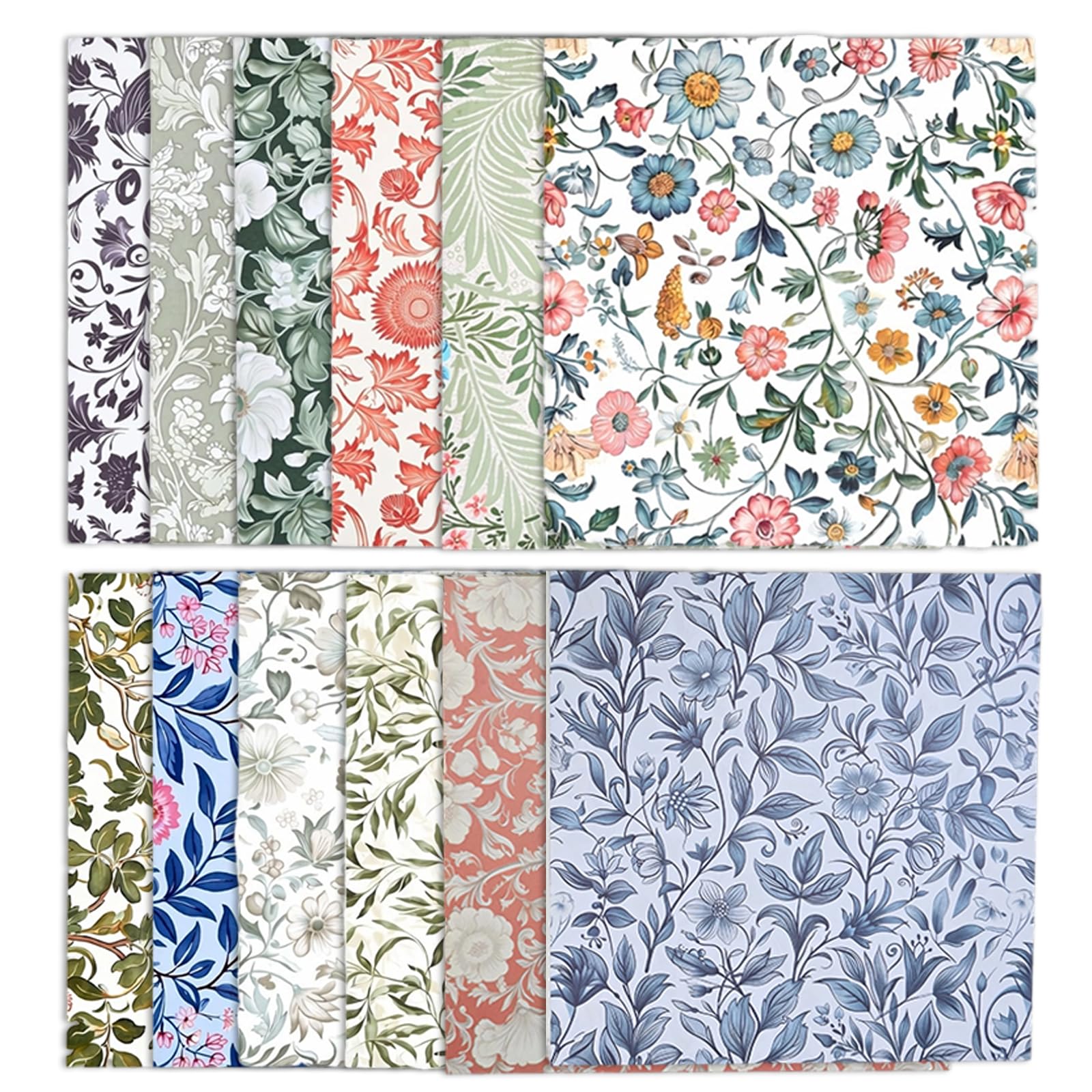 24 Sheets 12x12 inches Scrapbook Paper, Double-Sided Vintage Floral Patterned Paper for Scrapbooking Supplies, Decoupage, Card Making, Junk Journal, DIY Crafts & Photo Album Decoration (Multicolor)