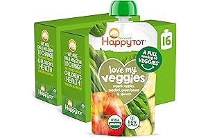 Happy Tot Organics: Stage 4: Fruit, Veggie Puree Pouch for Baby (Spinach, Baby Kale)