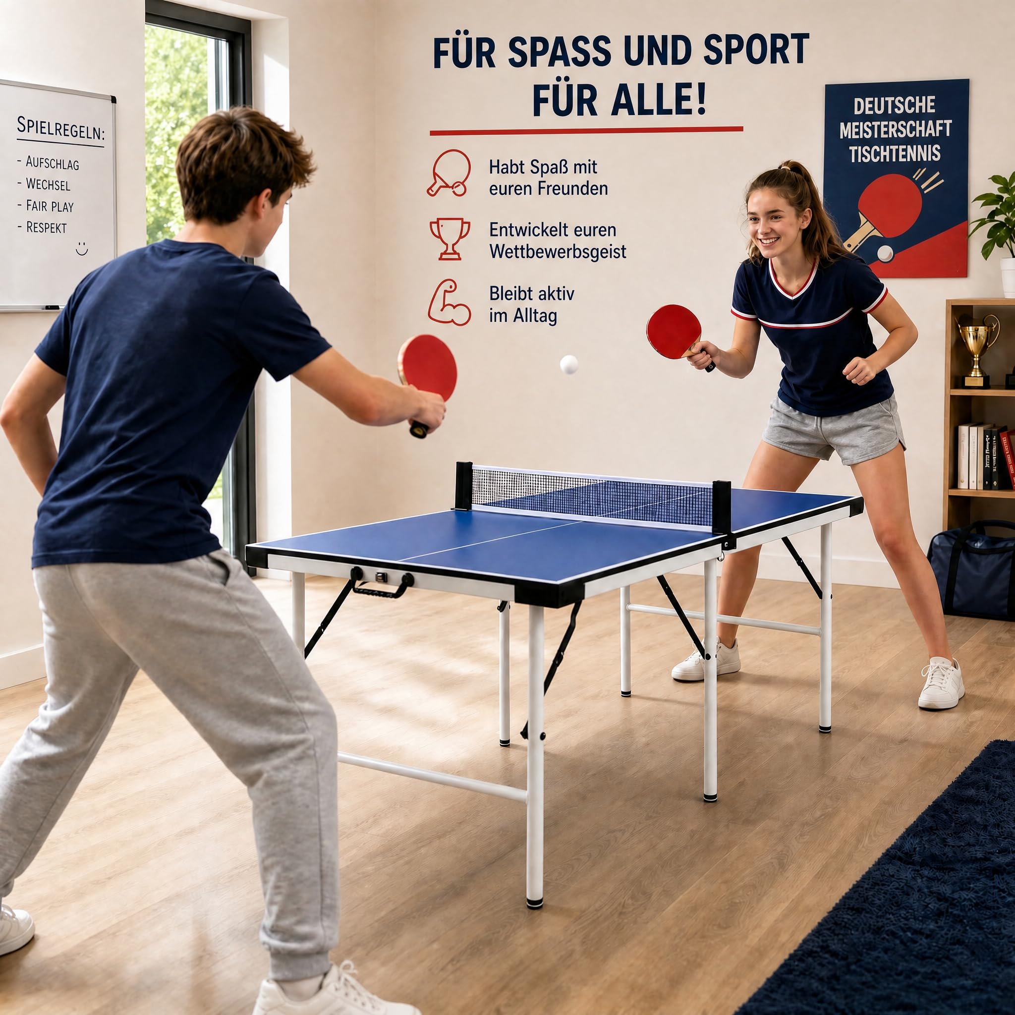 hotsizz tischtennisplatte Outdoor, 169 × 81 × 69 cm, tischtennisplatte klappbar, Suitable for Adults and Children