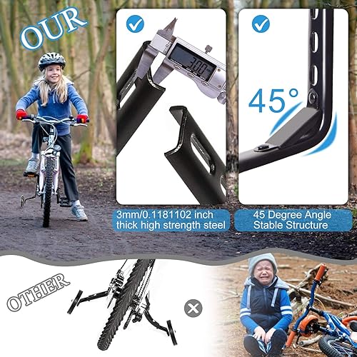 Miniatura 4 de Ruedas de entrenamiento para bicicleta, con extensores de eje, compatibles con bicicletas de 1214161820 pulgadas, rueda de silencio flash, 1 par