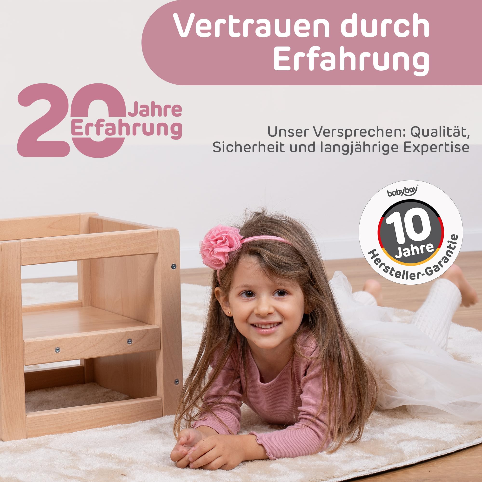 babybay Sitzhocker Littlefoot für Kinder 3-in-1 Stuhl/Tisch, natur lackiert
