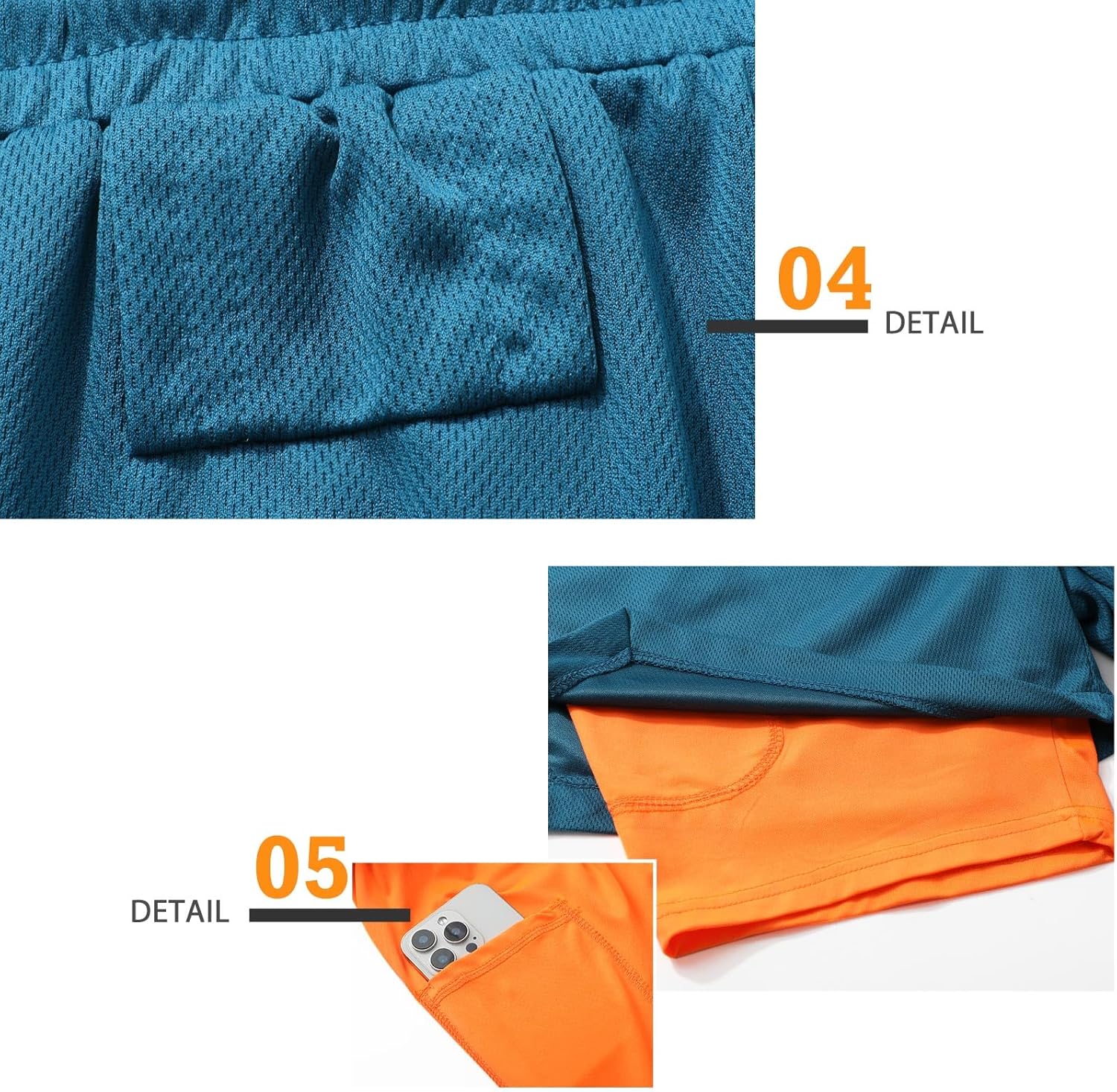 Surenow Mens Running Shorts，Workout Running Shorts for Men，2-in-1 Stealth Shorts， 7-Inch Gym Yoga Outdoor Sports Shorts