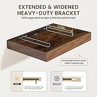 Vista 4 de Estantes flotantes de 12 pulgadas de profundidad, juego de 2 estantes flotantes marrones de 16 pulgadas, estantes rústicos de 16 pulgadas de ancho x