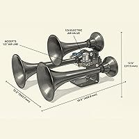 Vista 4 de HornBlasters Outlaw Black 228H Kit de bocina de tren todo en uno de 2 galones, fácil de instalar