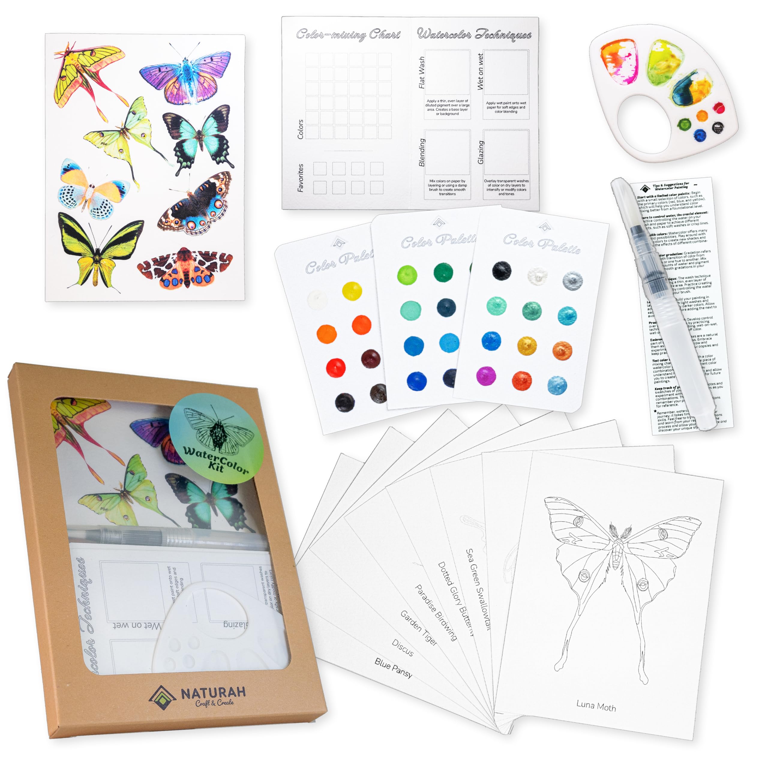 Butterfly Watercolor Painting Kit | Complete Art Set | Beginner-Friendly | Nature-Inspired Gift for All Ages