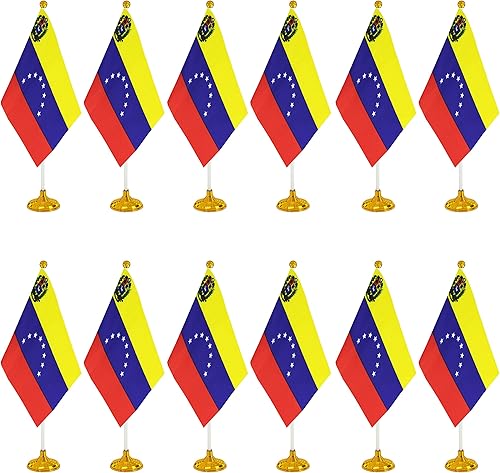 Miniatura 140 de WXTWK Paquete de 12 banderas argentinas de escritorio con base de soporte, decoración de celebración para eventos y eventos