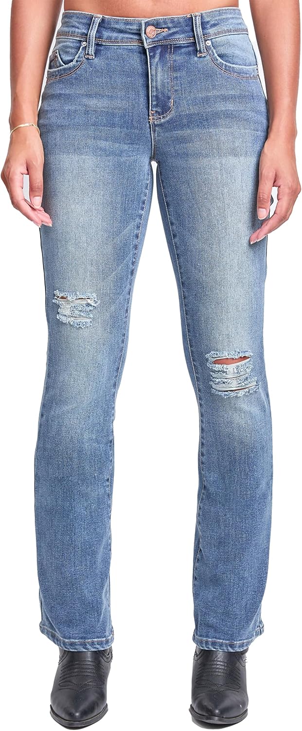 YMI Jeans Women's Wannabettabutt Mid Rise Bootcut Jeans