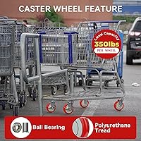 Vista 3 de Ruedas de Repuesto de 5" para Carrito, Ruedas de Carrito de Compras de Poliuretano con Eje de 5/16", Cada Rueda Soporta 350 libras