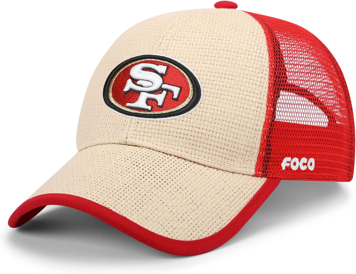 FOCO NFL Mens NFL Team Logo Straw Casual Trucker Cap Hat