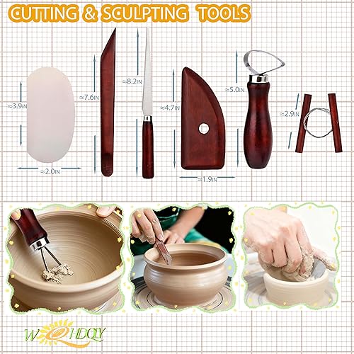 Miniatura 3 de WQHDQLY 21 herramientas de cerámica, práctico kit de herramientas de escultura de arcilla polimérica, juego de herramientas de arcilla seca al aire
