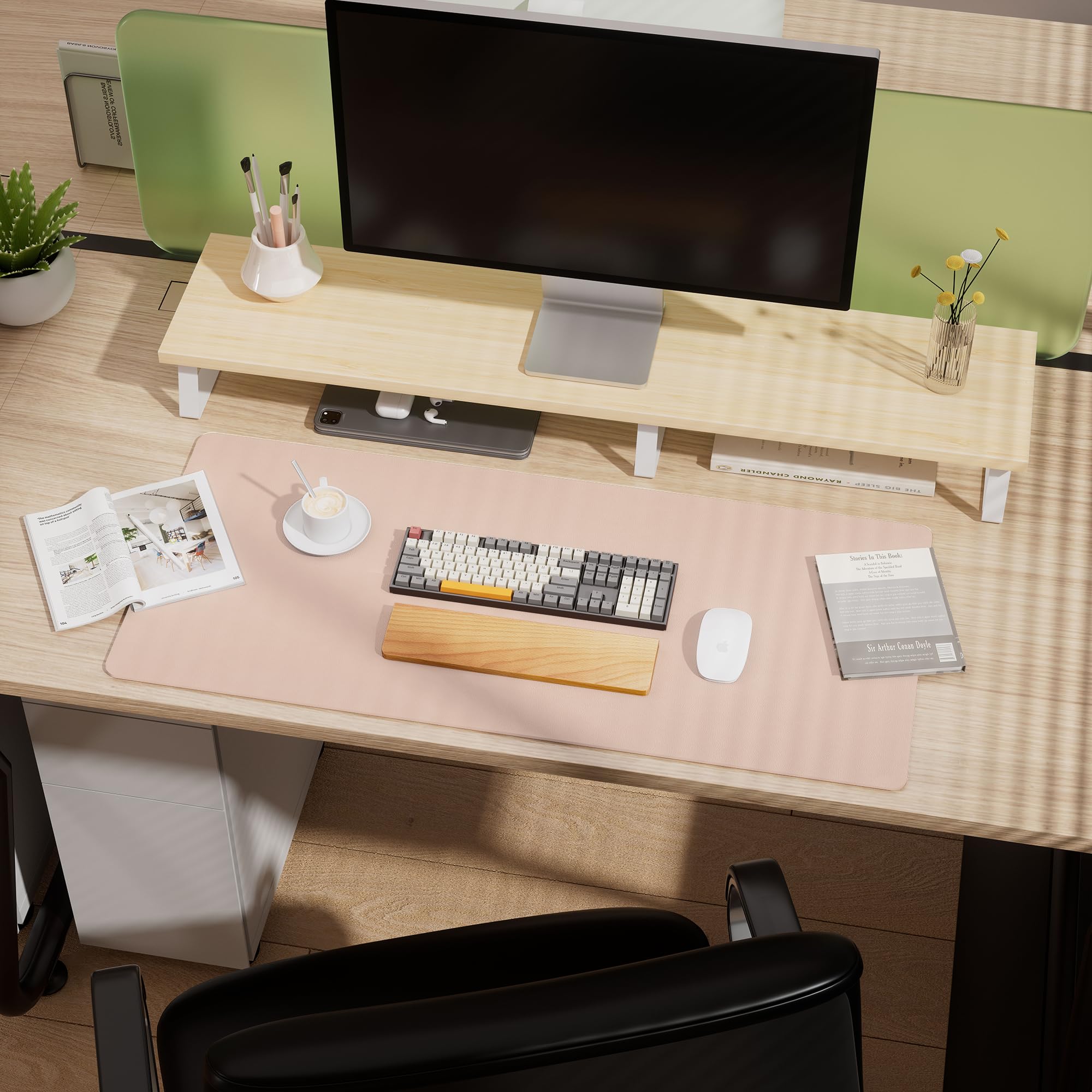 Tapis de bureau en liège naturel double face Aothia 65x35cm imperméable souris protection