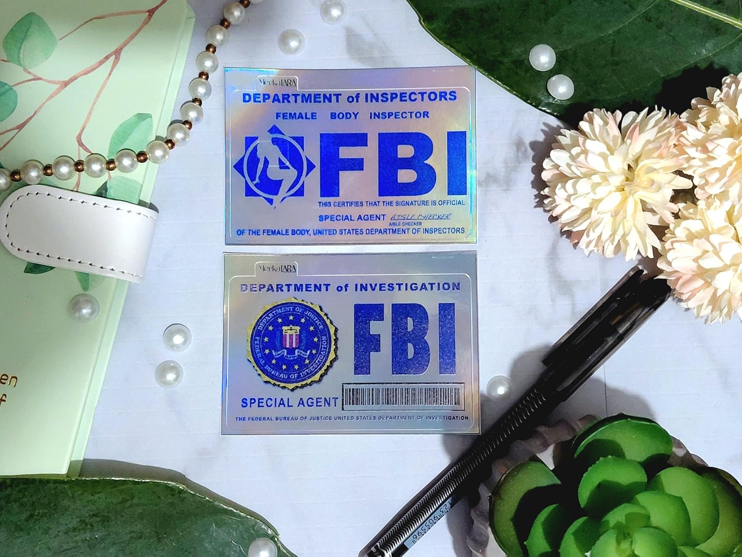 Holographic Credit Card Skin, FBI Funny ID, 2 Units | 3M Material, Waterproof, Reusable, Easy to Apply