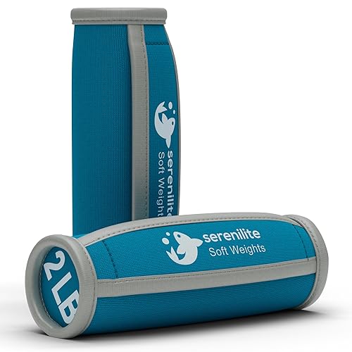 Serenilite Hand Weights for Women & Men Soft Dumbbell Walking Hand Weight Sets - Comfortable Secure Neoprene Dumbbells with Straps for Walking Running Cardio Workout Physical Therapy - Blue - 2 LB × 2