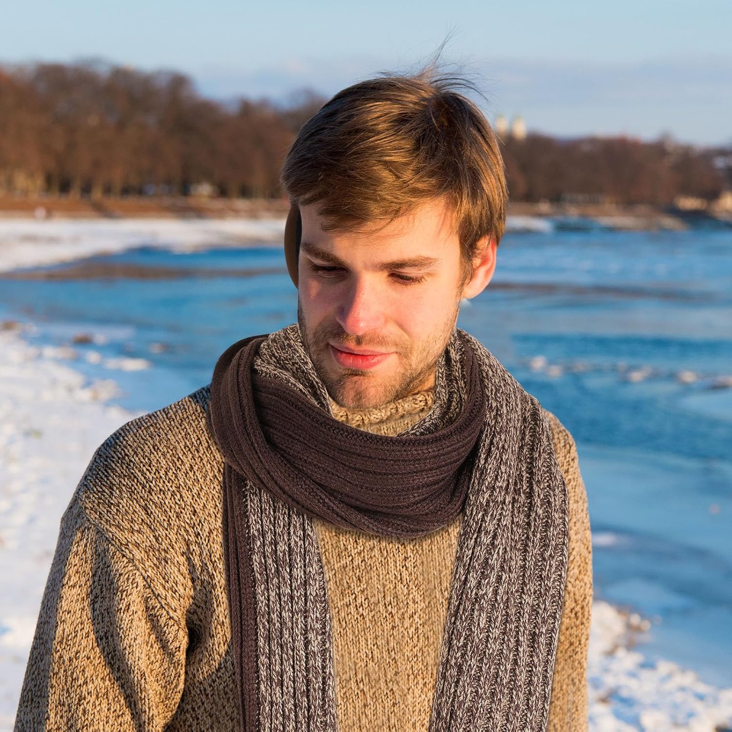 SATINIOR 6 Pcs Winter Hat Scarf Socks Touch Screen Gloves Sets Women Men Fleece Lined Knit Beanies Winter Gifts - Image 3