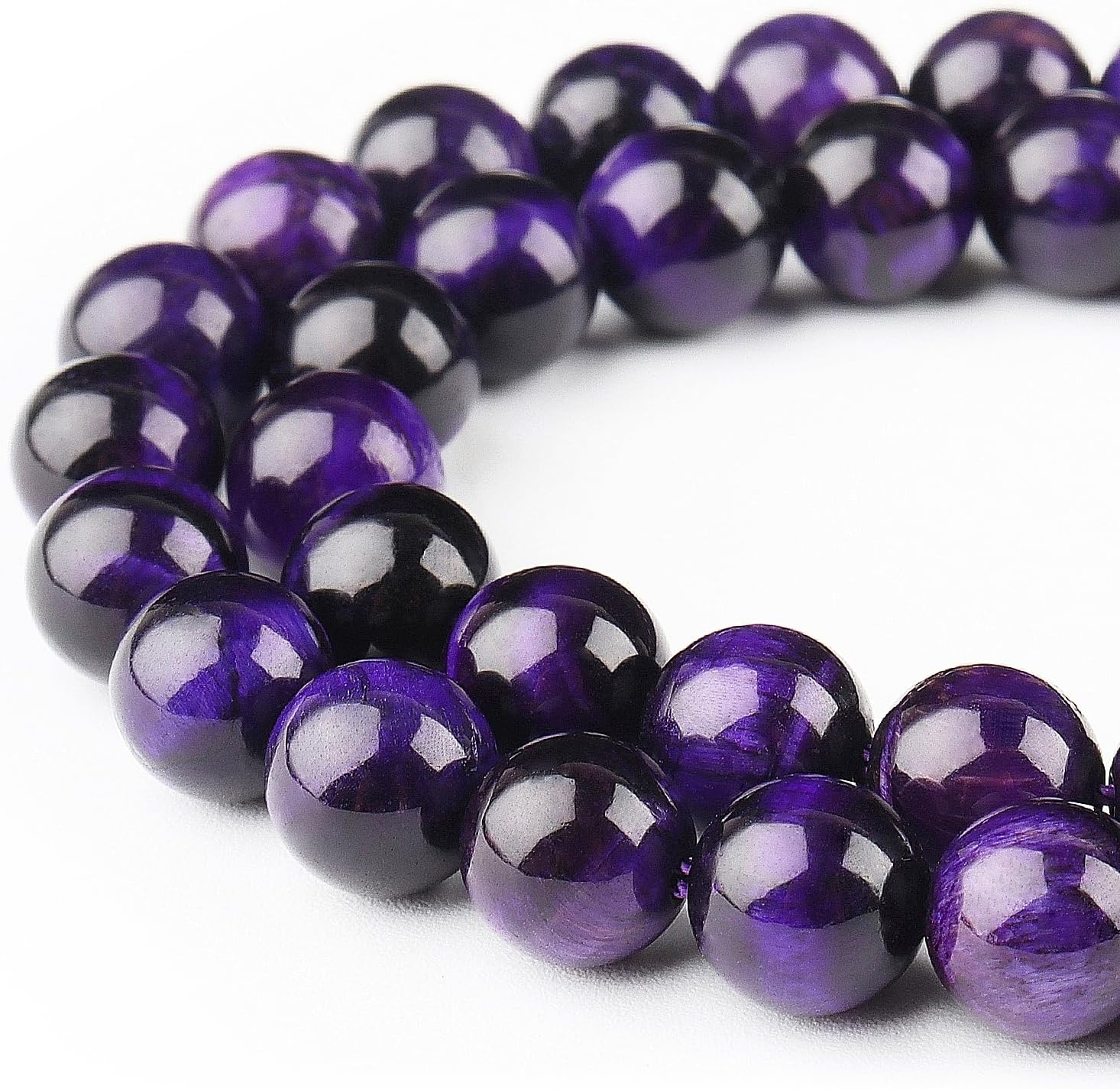 Natural Purple Tiger Eye Beads for Jewelry Making - Stone Beads Gemstone Beads for Bracelets, 6mm Crystal Round Loose Beads(58-60pcs, 6mm, Purple Tiger Eye) - Image 2