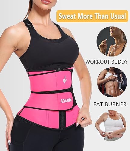 Miniatura 3 de ANGOOL Entrenador de cintura de neopreno para mujer, cinturón recortador de talla grande, corsé de sauna con cremallera
