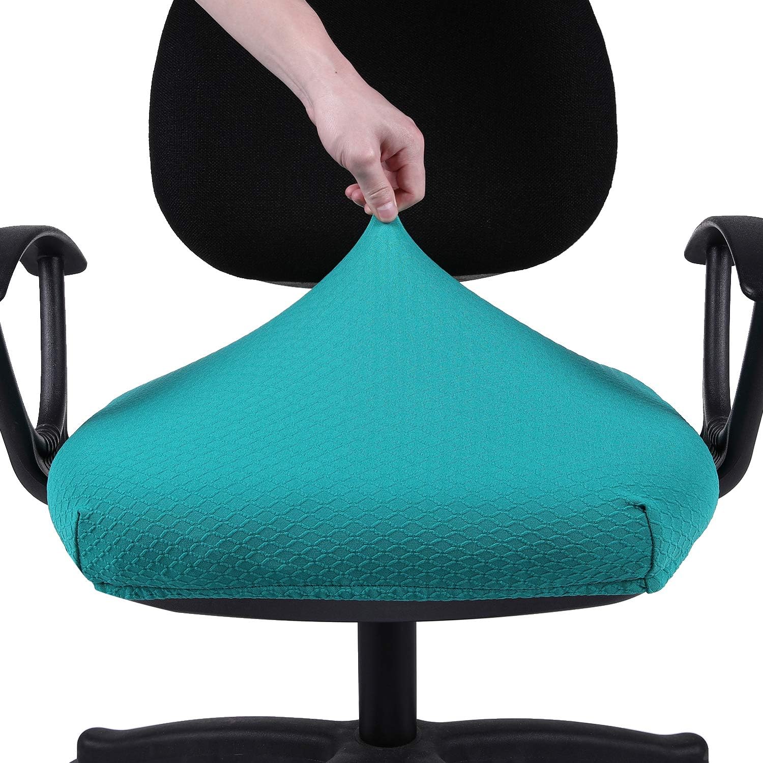 Smiry Stretch Jacquard Office Computer Chair Seat Covers, Removable Washable Anti-dust Desk Chair Seat Cushion Protectors - Peacock Green thumbnail