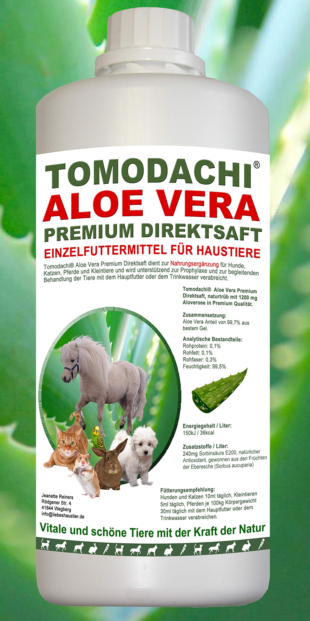 Tomodachi Aloe Vera fr Katzen, Futterzusatz, Nahrungsergnzung Katze,  reines Naturprodukt ohne Chemie, Aloe Vera Premium Direktsaft aus dem  Innengel ...