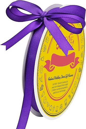 Miniatura 2 de LEEQE Cinta de grogrén para manualidades de 38 pulgadas x 50 yardas, cinta morada para envolver regalos, doble cara, muy adecuada para bodas, cinta