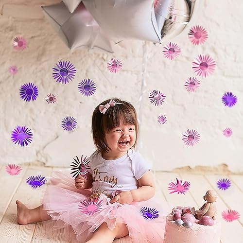 Miniatura 7 de 40 calcomanías 3D de flores rosas y moradas extraíbles de crisantemo margaritas de crisantemo decoración de sala de estar dormitorio boda cumpleaños