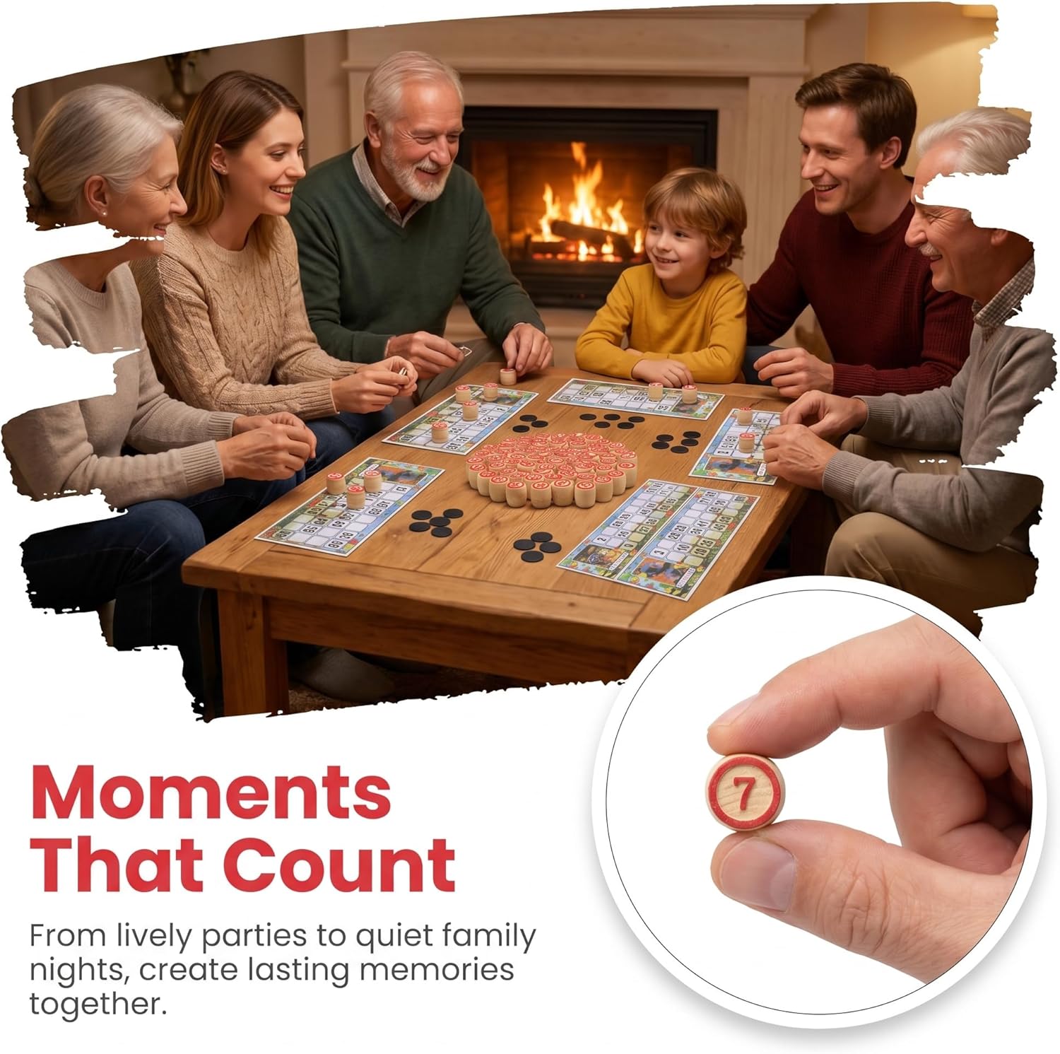 Abaodam Russian Lotto Game Wooden Bingo Set with Numbers 1–90 Traditional Russian Bingo Board Game for Adults Family Gatherings and Party Play