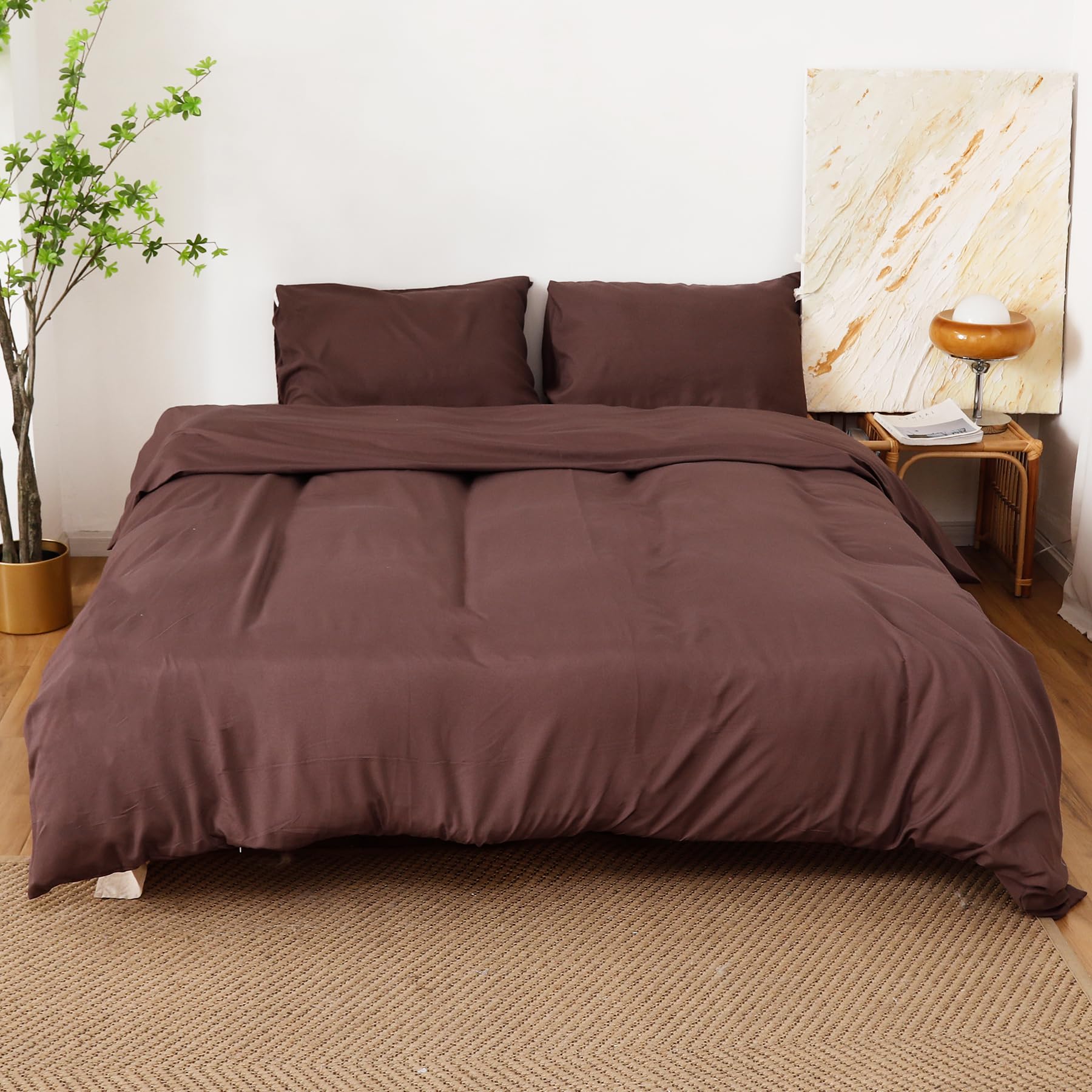 BOD HOME, Juego Funda Nórdica Cama 140/150 y 160 -Microfibra Funda Edredon 220x240 cm y 2 Fundas Almohada 50x70 cm (Cafe) Suave y Transpirable