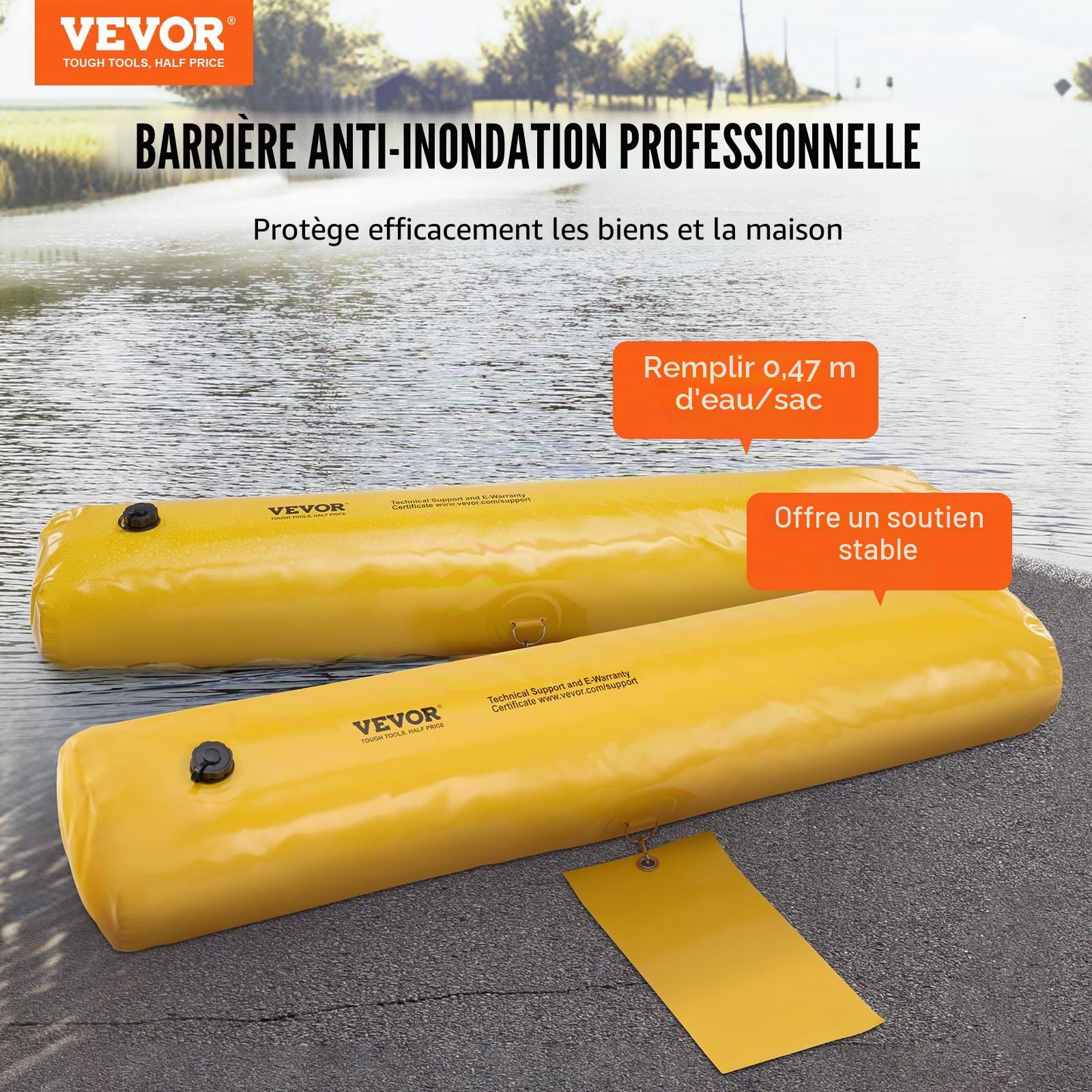 Barrage Anti-inondation Auto-expansible – 150 X 25 Cm – Aquablock – Protection Efficace