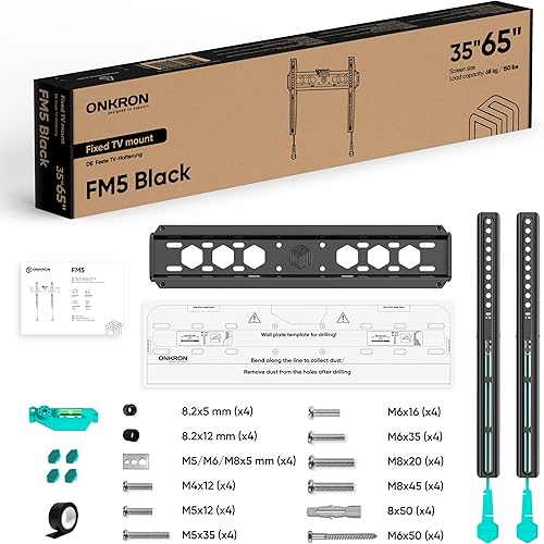Miniatura 9 de ONKRON Soporte fijo de pared para TV de 35 a 65 pulgadas de hasta 150 libras, soporte de TV ultra delgado de perfil bajo VESA 75x75-400x400