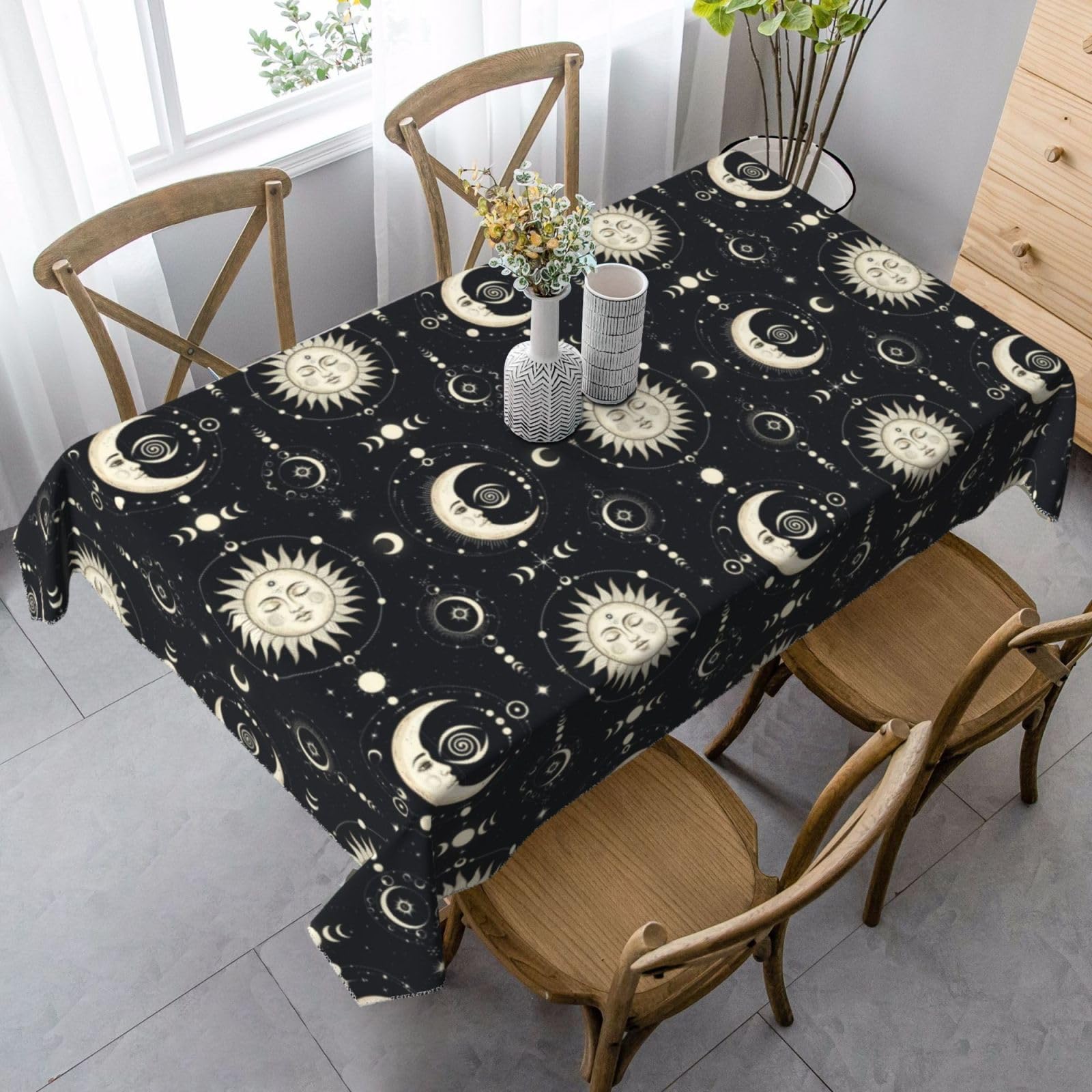 Nappe Tarot Rectangulaire 137x183 Anti-Taches Protège Table Style Bohème