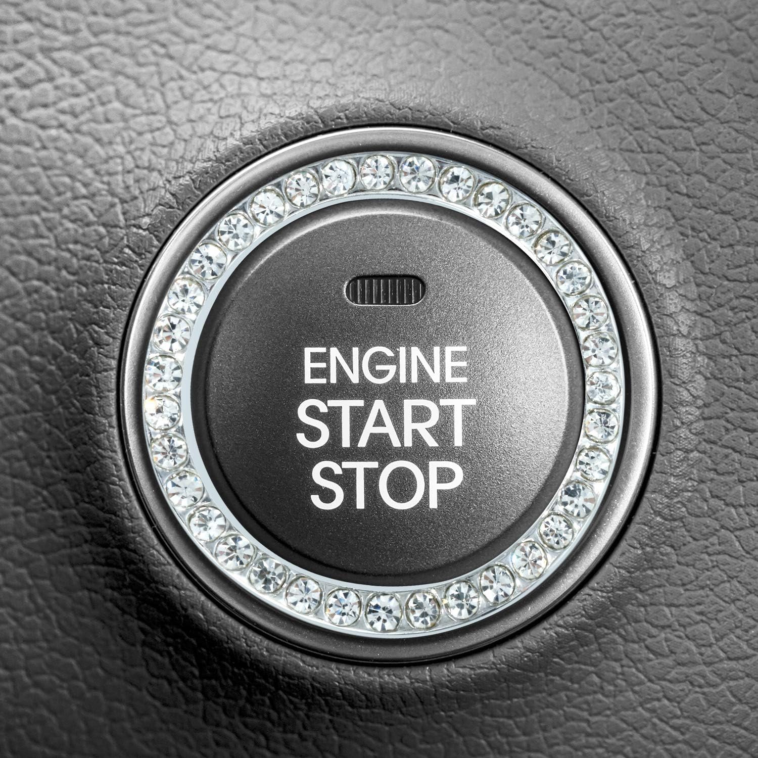 11 Pieces Bling Car ccessory Car Bling Valve Stem Caps Car Headrest Collars Rhinestone Car Crystal Collar Rings Auto Engine Start Stop Accessories for Car Headrest Head Rest Collars (Silver)