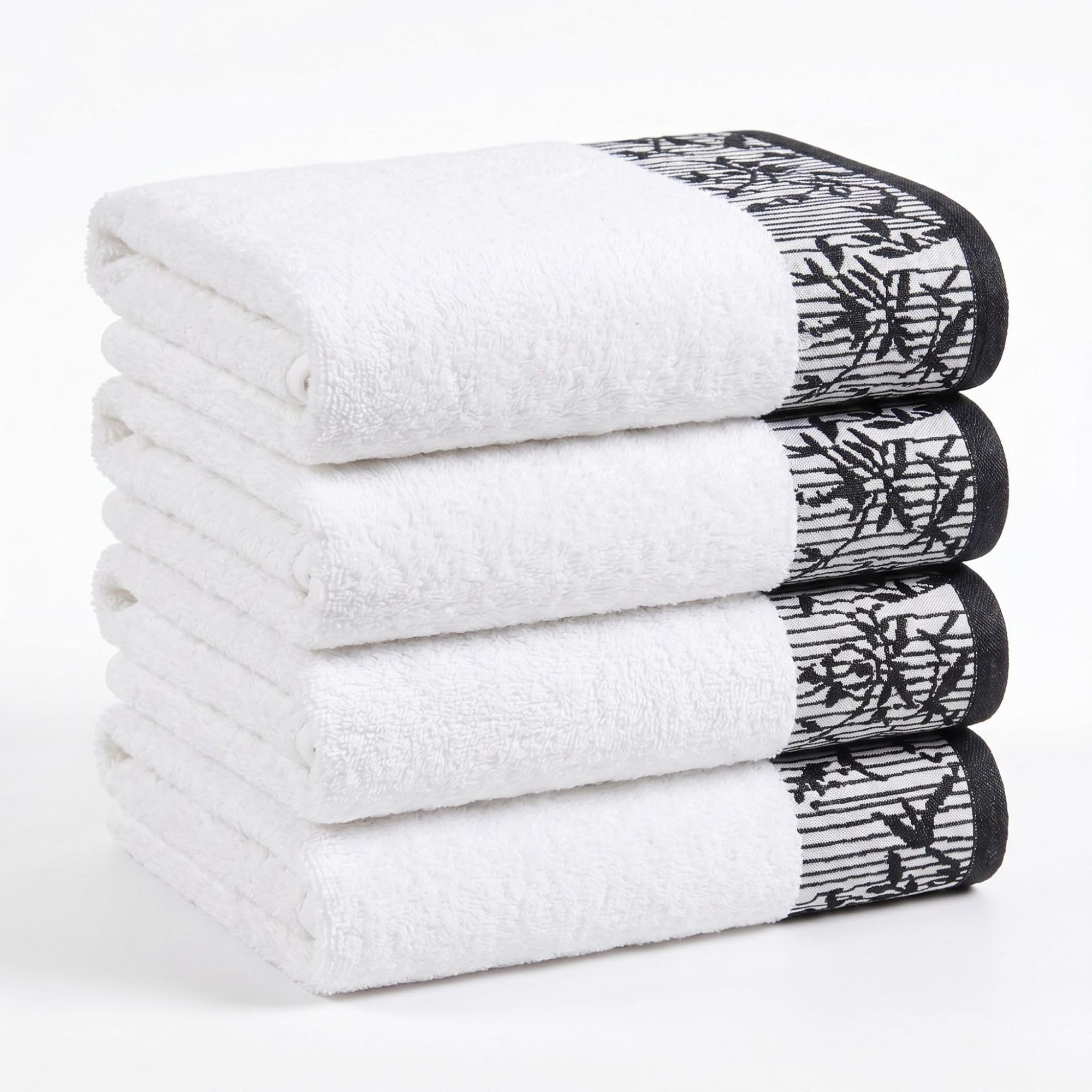 Juego de toallas de baño absorbentes de algodón con acabado floral Dobby para adultos