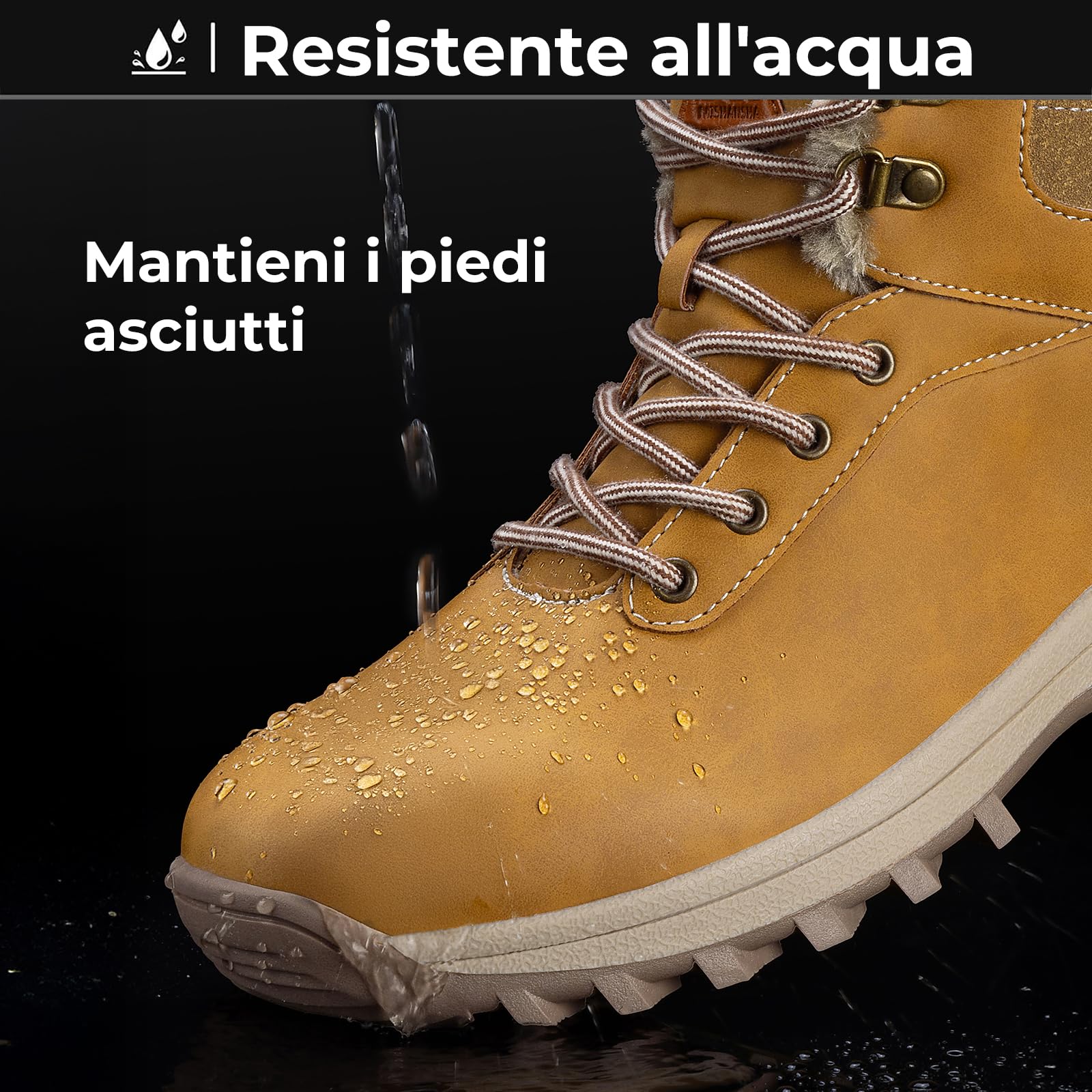 Mishansha Stivali da Neve Uomo Inverno Scarpe Pelliccia Donna Caldi Scarponcini Trekking Imbottiti 36-48