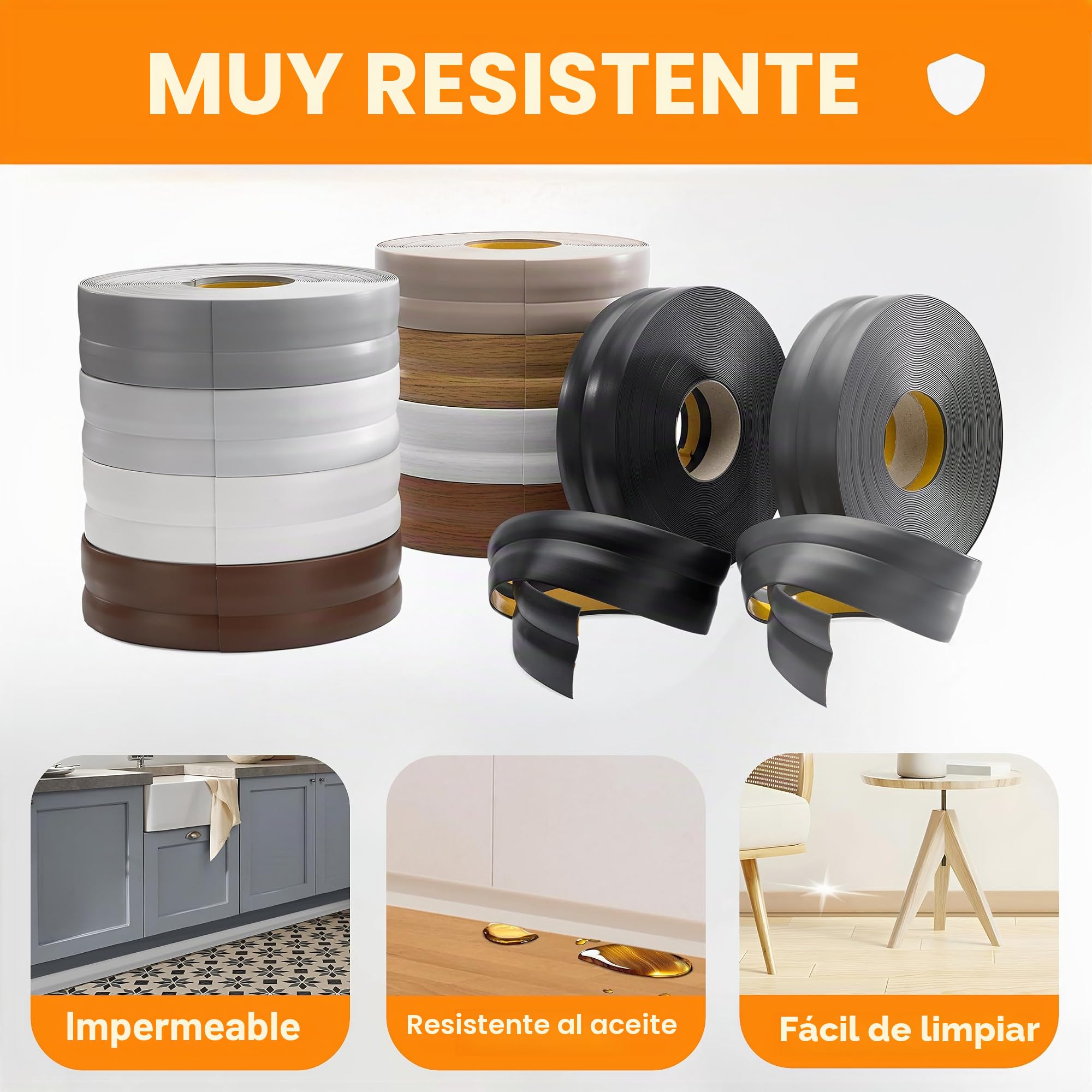 Quest Rodapiés Flexible Autoadhesivo, Rodapié de PVC - 32 mm x 23 mm - Moldura flexible, Listón doblable para interiores, pared, suelo – hermético, decorativo (Blanco, 5m)