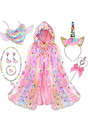 Fedio Princess Dress up for Girls,Unicorn Light up Princess Cape Set,Light up Princess Dress with Unicorn Toys for Girls 3-8 Halloween