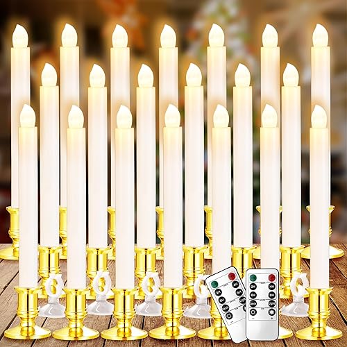 Miniatura 1 de YAUNGEL Velas de ventana, paquete de 20 velas LED de Navidad a pilas para ventanas con temporizador remoto, luces eléctricas con portavelas