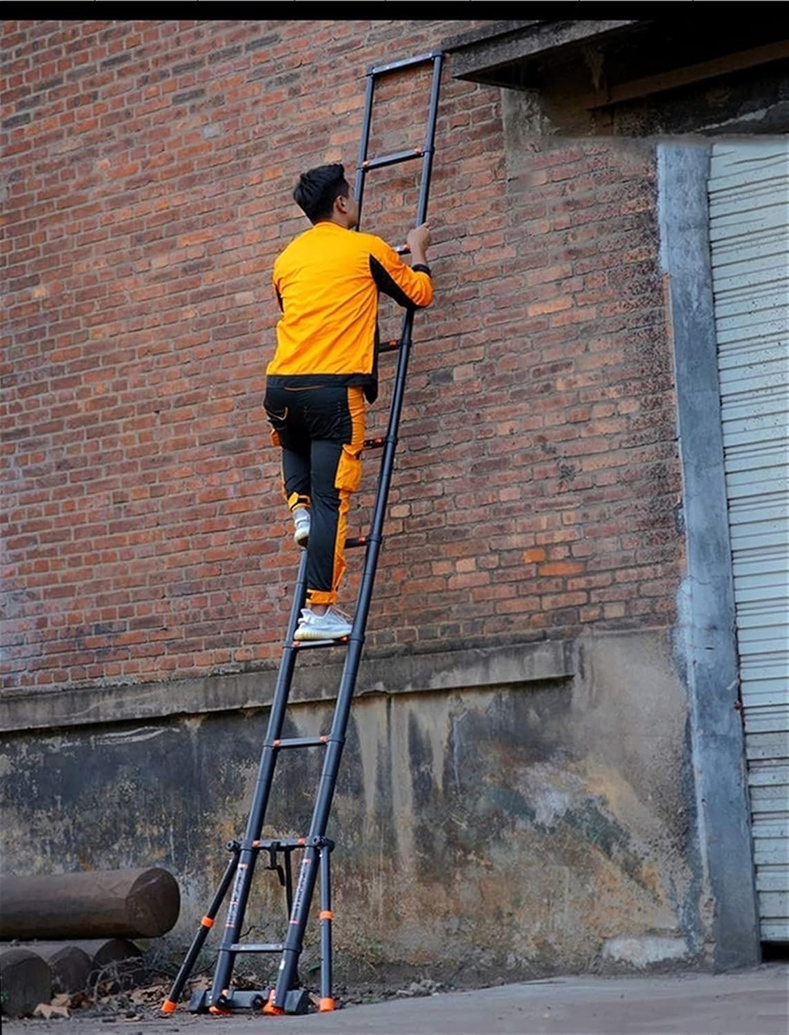 Telescopic Ladder Telescopic Ladders Multi-Purpose Extendable Ladder Telescopic Ladder Telescoping Ladder for 6m/5m/4m/3m RV/Rooftop/Attic, Aluminum Black Extension Telescopic Ladders with D