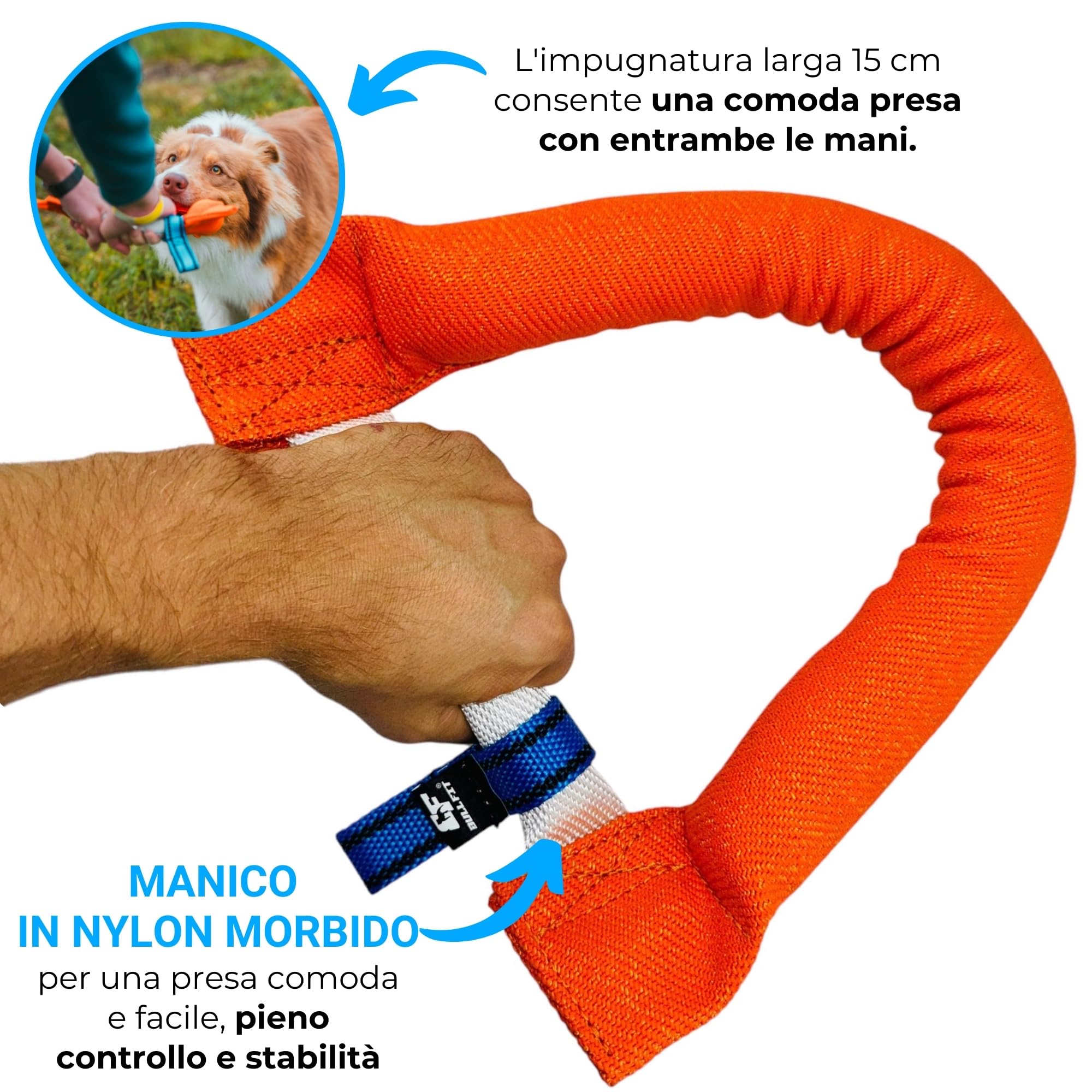 Bull Fit Manicotto per Cani a Ferro di Cavallo 30 cm, Salsicciotto Molto Robusto per I'addestramento dei Cani, per il Tiro alla Fune e per i Giochi di Tiro alla Fune, Arancione