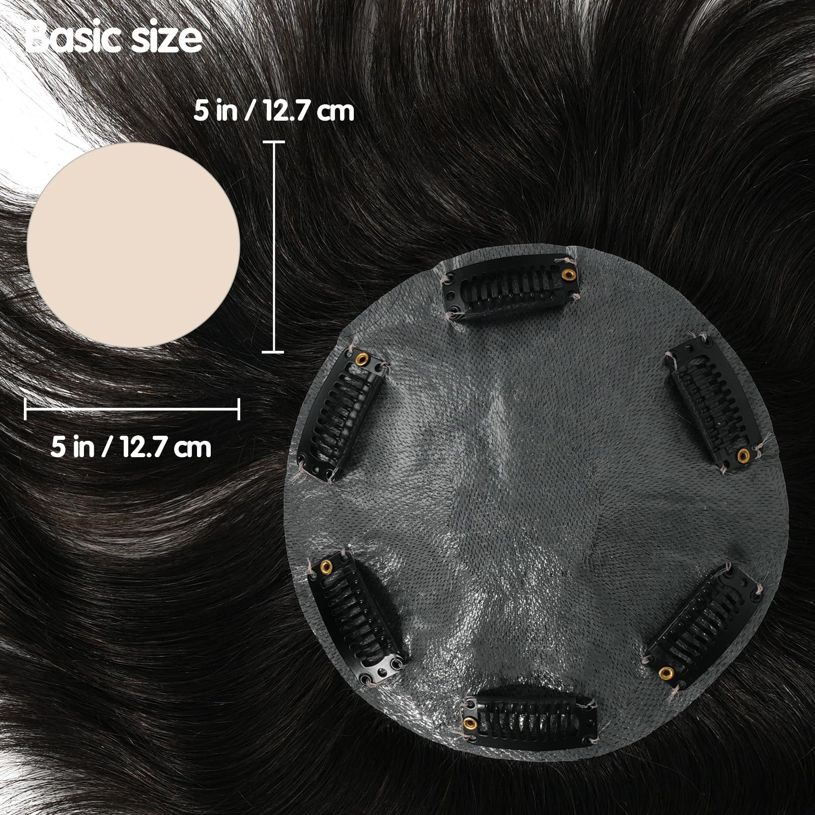 Zakya Toupet Echthaar Transparent PU Basis 0.06mm Hautsystem 100% Echtes Menschenhaar Haarteil für Damen Größen 12.7x12.7CM
