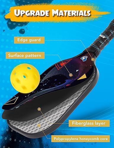 Miniatura 2 de JOYAIRE Pickleball Paddles Set of 2, Pickleball Set Graphite Carbon Fiber Honeycomb Core Lightweight Pickle Ball Raquette Set of 2, with 4