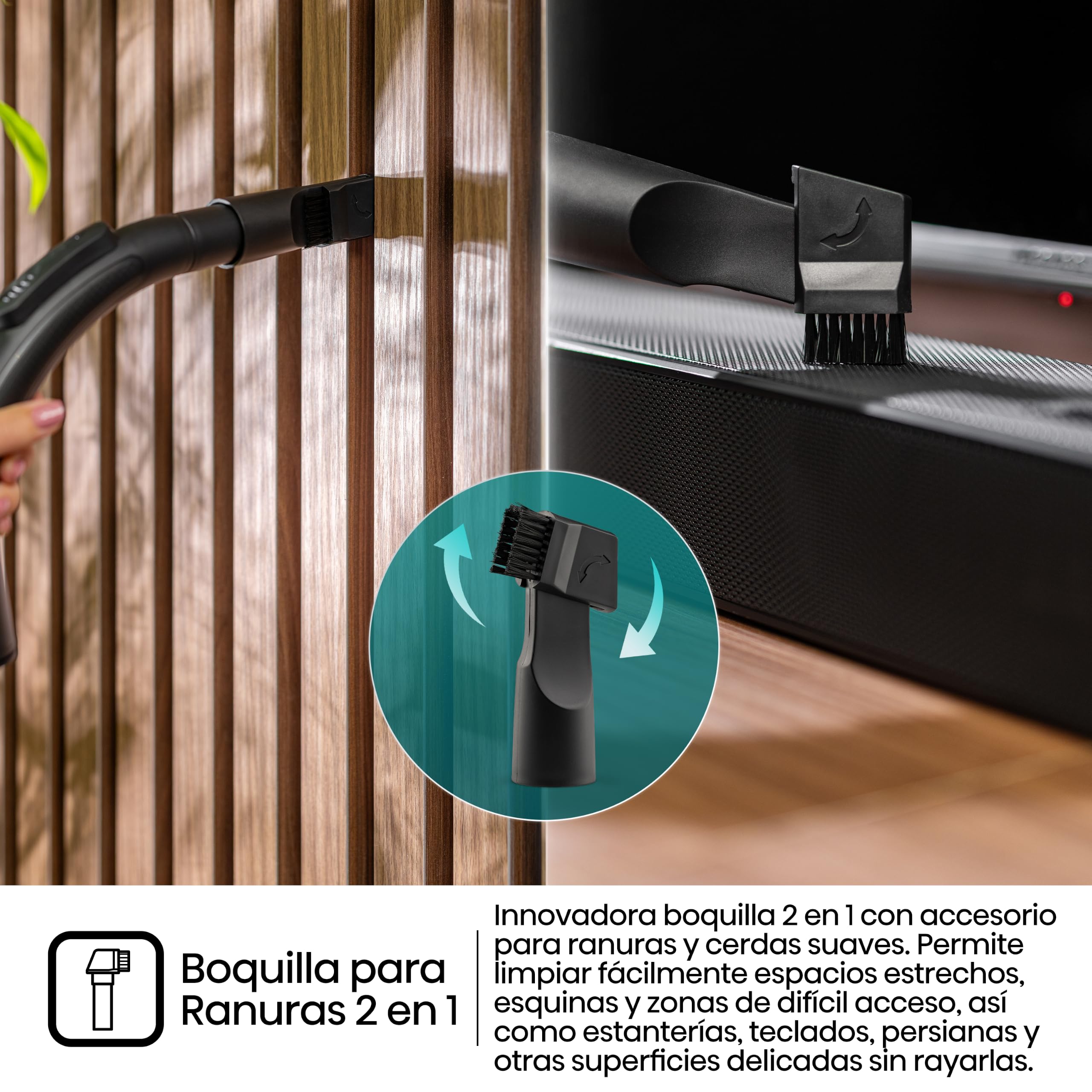 Hisense HVC20E3H2TPA Aspiradora Trineo ciclónica sin Bolsa, Cepillo HI2 Textil y Mascotas, Potente succión de 160W, Tubo telescópico metálico y Boquilla con Cepillo 2 en 1 para Suelos Duros
