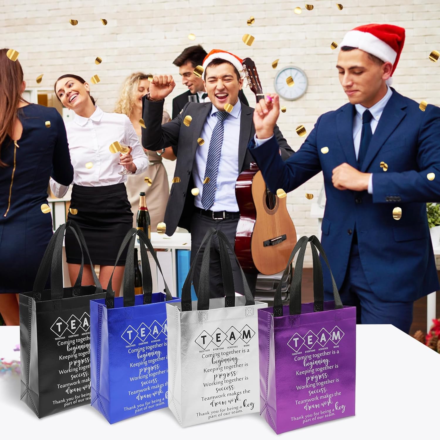 OKYMOTOR Reusable Team Appreciation Gifts Bags, 10 Colors 60 PCS Present Bag with Handles, Gift Wrapping Bag Christmas Employee Appreciation Gifts for Staff Coworker. - Image 8