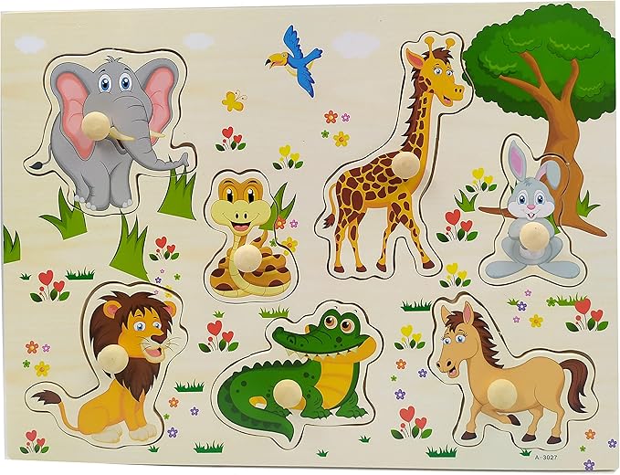 uebra Cabeça Animais Infantil Madeira Com Pinos