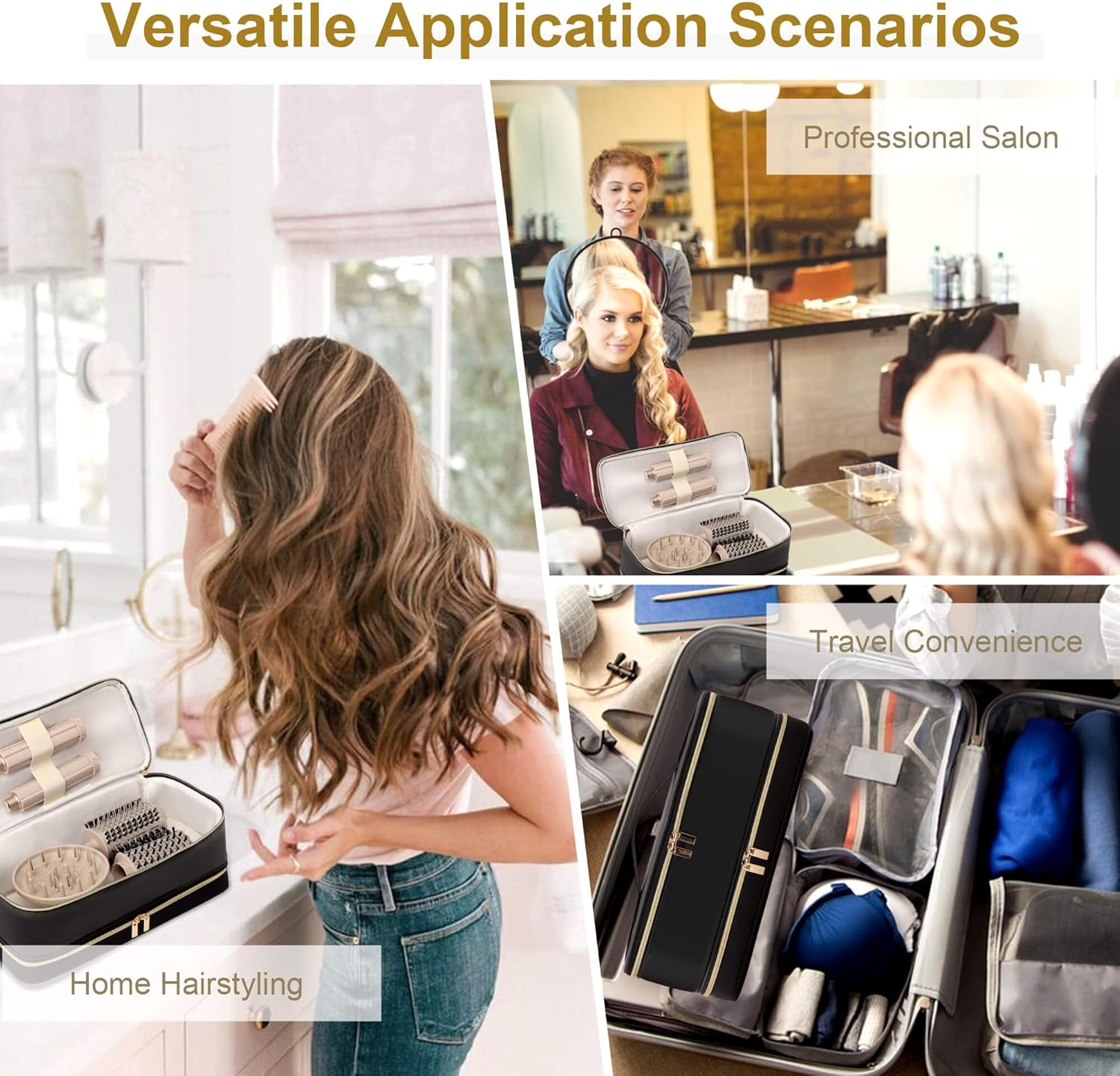 Travel Carrying Case for Dyson Shark Flexstyle Revlon Hair Dryer Airwrap, Double-Layer Dyson Airwrap Travel Case Shark Hair Tools Storage Bag for Airwrap Styler and Attachments, Black - Image 7