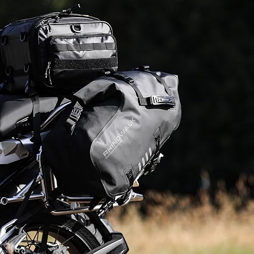 Miniatura 7 de Rhinowalk Alforjas de motocicleta impermeables de doble cara (9 L x 2) alforjas para motocicleta, compatible con la mayoría de los bastidores de
