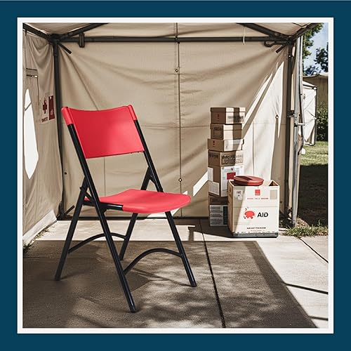 Miniatura 10 de OEF Furnishings Paquete de 4 sillas plegables de plástico resistentes para interiores y exteriores, color gris, marco de acero de calibre 19 de alta