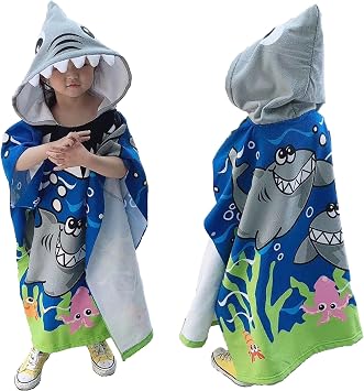 Child Hooded Towel - Quick Dry, Soft Thick Material, Breathable, Comfortable, Multi-Purposed Bathroom, Beach, Swimming Pool Blue