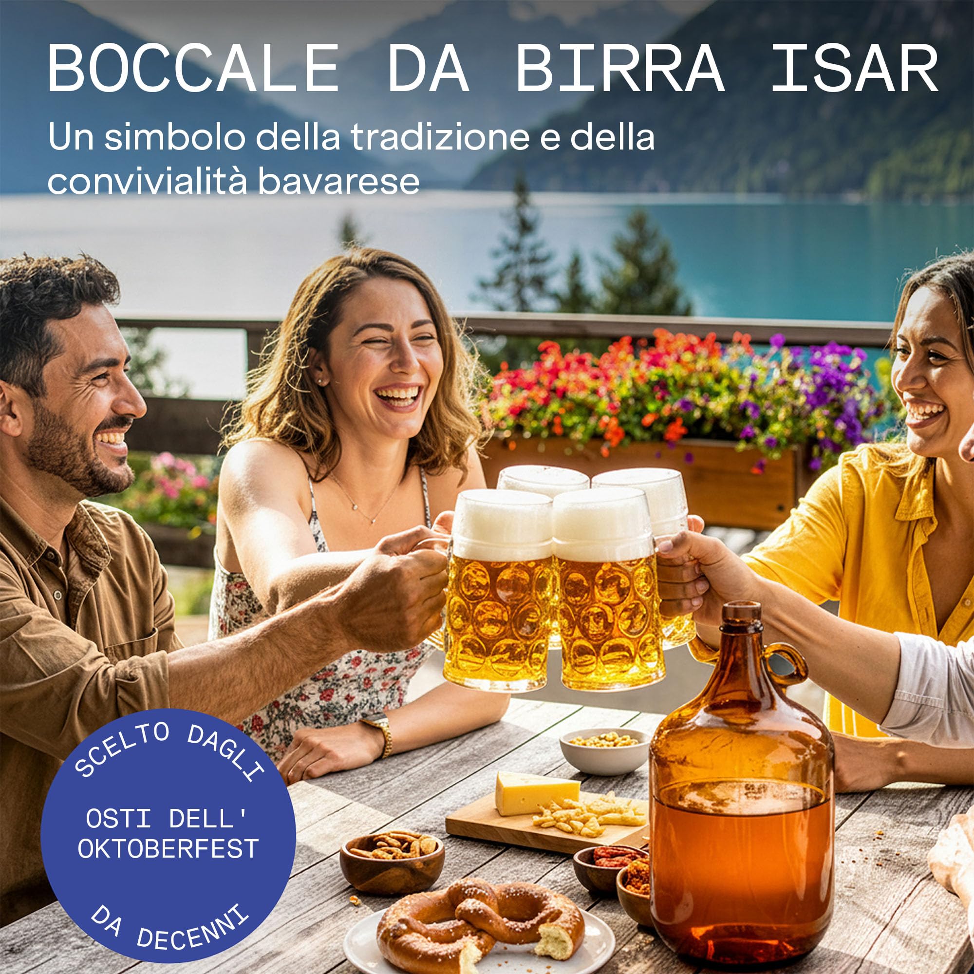 Stoelzle, boccale da birra tradizionale “Isar”, da 0,5 l, originale Oktoberfest, set da 6 pezzi, lavabile in lavastoviglie e di alta qualità