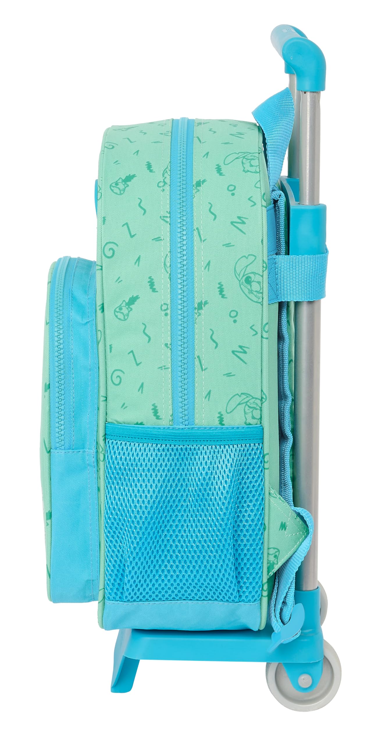 Safta STITCH ALOHA - Mochila Infantil con Carro 705, Ideal para Niños de Diferentes Edades, Cómoda y Versátil, Calidad y Resistencia, 26x11x34 cm, Color Turquesa
