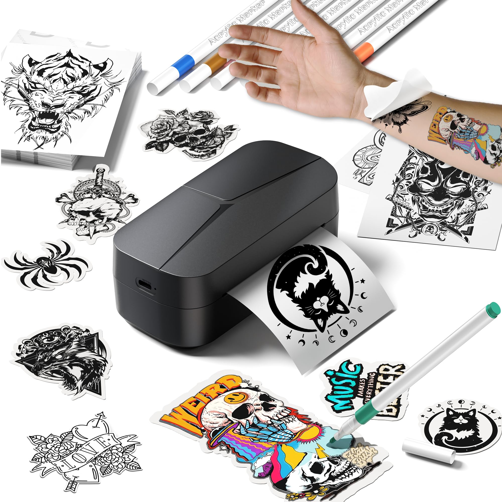 Phomemo TK32 Temporäre Tattoos Erwachsene Maker, Klebetattoos Temporary Tattoo Maker, individuelle klebetattoos Erwachsene für Männer und Frauen, Kreatives Basteln für Partys, Festival Karneval
